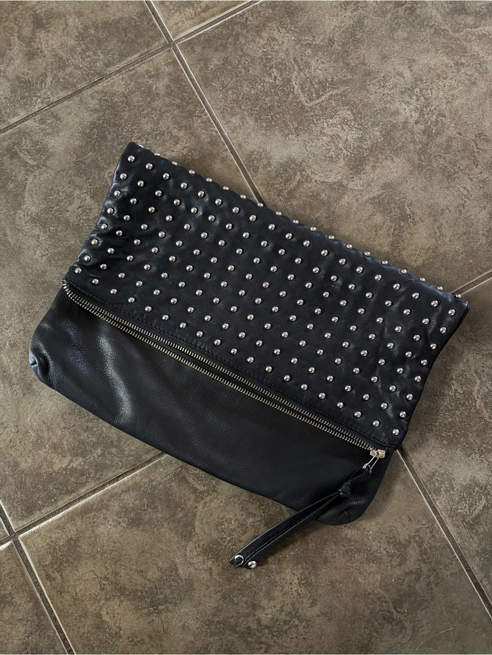 Oasis Black Studded Fold-Over Clutch